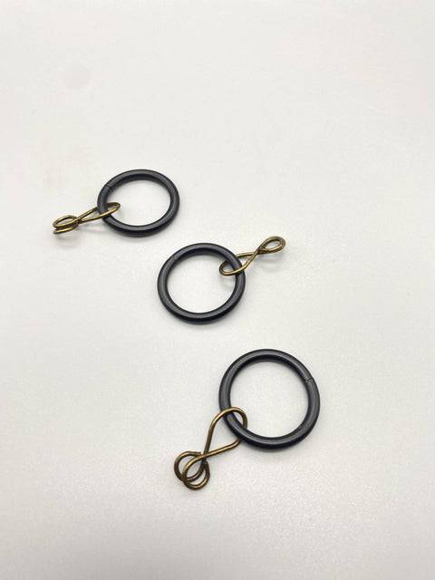 Black Curtain Rod Rings With Loose Eyelet - Inner Diameter ø 20mm / 42mm - Pack of 10 - Parts4Blinds