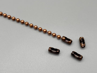 Antique Copper Metal Chain - No.10 Bead Size: 4.5mm + Free Connector - Parts4Blinds